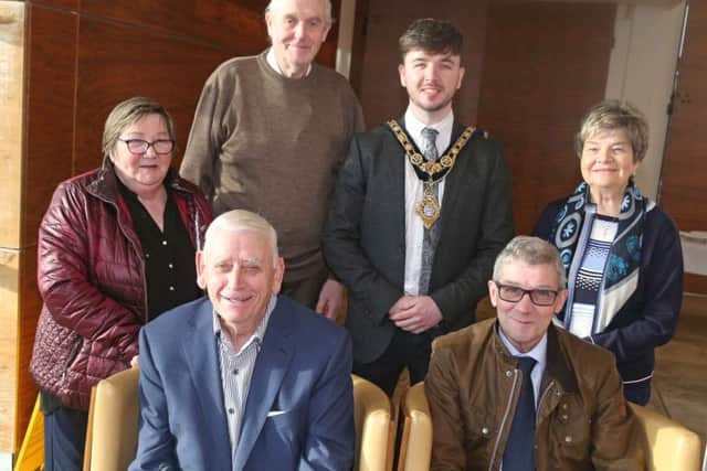 The Mayor of Causeway Coast and Glens Borough Council Councillor Sean Bateson who held a special reception in Cloonavin for Castlerock Wednesday Club, pictured with Victor Callaghan, William King, Daphne King, Hazel Woodend and Harold Woodend.