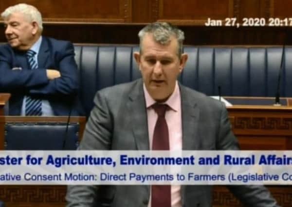 Minister Edwin Poots addressing the Assembly during the Direct Payments to Farmers (Legislative Continuity) Bill on Monday night