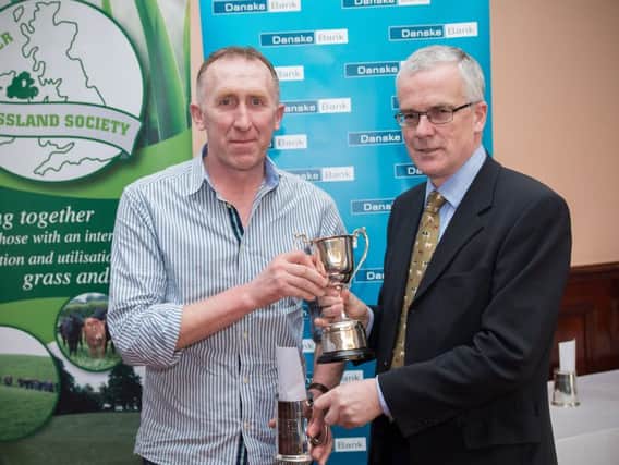 John Milligan, Castlewellan, winner of the Beef and Sheep Section with John Henning.