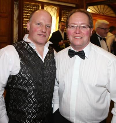 Thomas Woodside and Charles Kennedy pictured at the East Antrim Hunt Ball held in the Dunadry in Antrim. Pic Steven McAuley/McAuley Multimedia