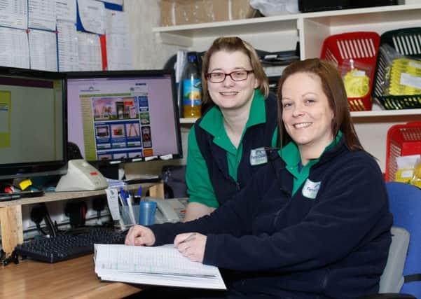 Ready and waiting for your BVD tissue tag orders are Tracey Overend, left, and Laura McKinstry at Fane Valley Stores.
Photograph: Columba O'Hare