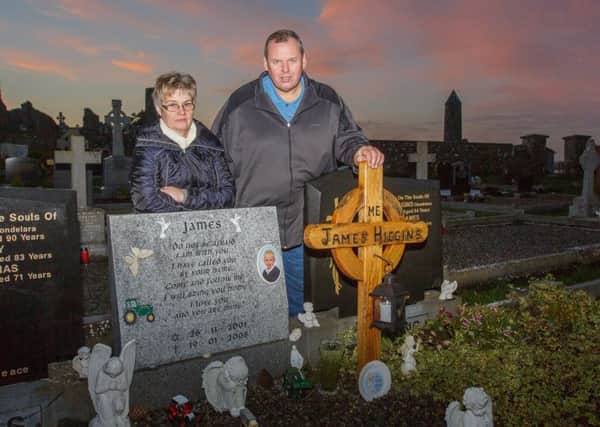 Padraig Higgins and his wife Joan, whose 7 year old son James died in a farming accident on their farm near Shannonbridge, Co. Offaly in 2008. Picture: Jeff Harvey