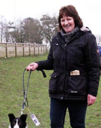 Jean Howe with her top price 920gns Skipton pup Celyn Gwen.
