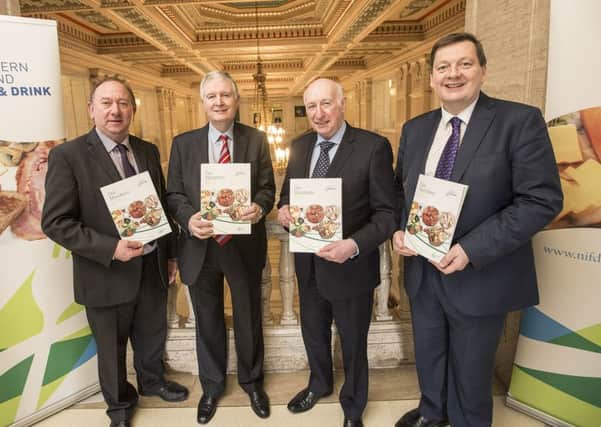 The Northern Ireland Food and Drink Association (NIFDA) launched its Manifesto at Parliament Buildings this week at an event hosted by Robin Newton MLA.  The Manifesto calls on the Executive to help support Northern IrelandÂ’s largest industry through a range of targeted measures. Pictured are William Irwin MLA, NIFDA Chairman Dr David Dobbin, Robin Newton MLA and NIFDA Executive Director Michael Bell.