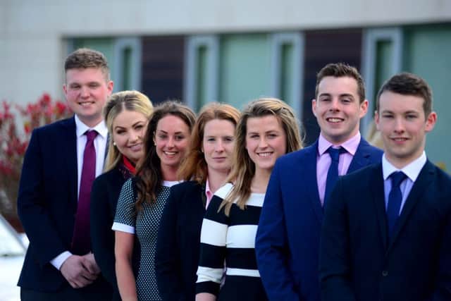 2015 interns pictured are from left: Christopher Farrell (Tipperary intern), Jill O'Brien (Leopardstown intern), Tara Armstrong (Navan intern), Alison Harvey (Tote intern), Michelle Duffy (HRI intern), Martin Rice (Fairyhouse intern), William Kennedy (HRI racing department intern). Picture: Pat Healy/Healys Photographers