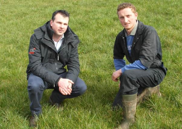 UGS President Mark Blelock (left) with host farm manager Cathal McAlear