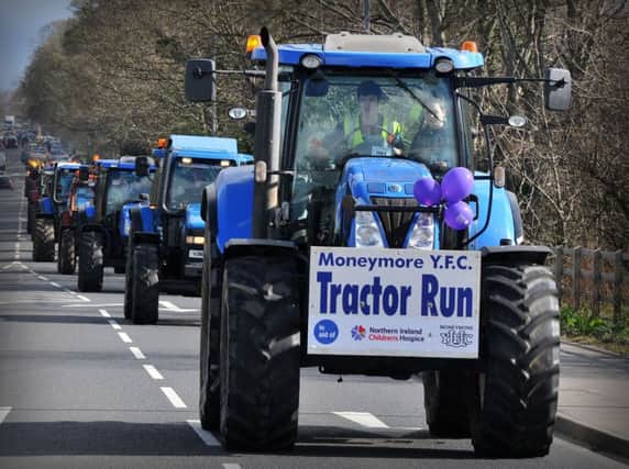 A convoy of tractors make their way through Magherafelt on Easter Monday.INMM1316-354
