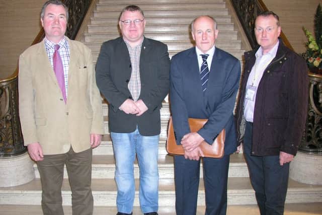 Pictured (left to right) Michael Clarke, NIAPA Chairman, Declan McAleer, Sinn Fein, William Taylor, FFA co-ordinator and SeanMcAuley, FFA Steering Committee