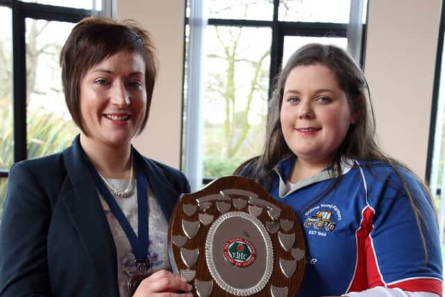 Judith McCombe from Collone YFC who was awarded Top Club Treasurer is pictured with Roberta Simmons, YFCU President.