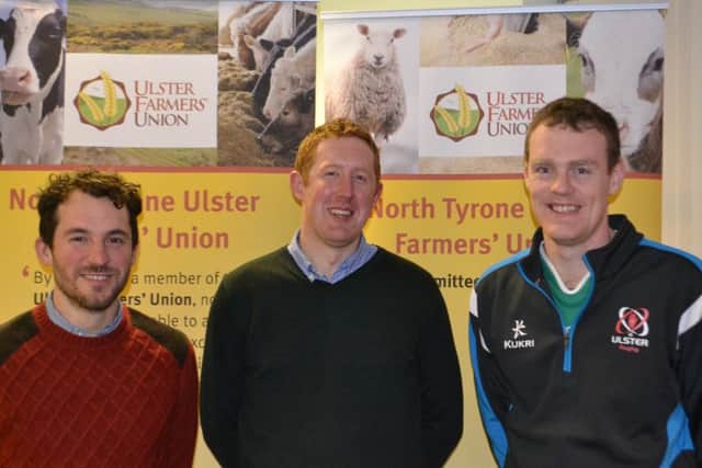 David Thompson and Aaron Houston are pictured with Darren Carty IFJ who spoke about the better farms programme