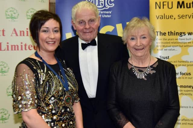 YFCU President Roberta Simmons is pictured with RUAS President Billy Robson and wife Eileen at the VIP reception of the Arts Festival Gala
