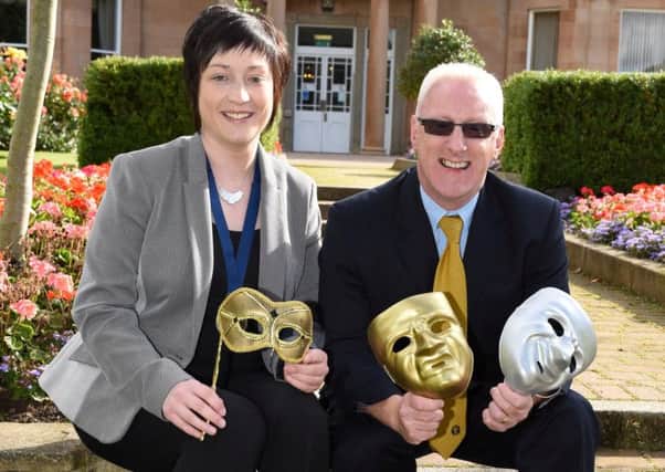 Young Farmers Clubs of Ulster President Roberta Simmons is pictured with David Cairns from NFU Mutual who are the sponsors of the 1 Act Drama Festival which will see members taking to the stage at various venues across Northern Ireland.