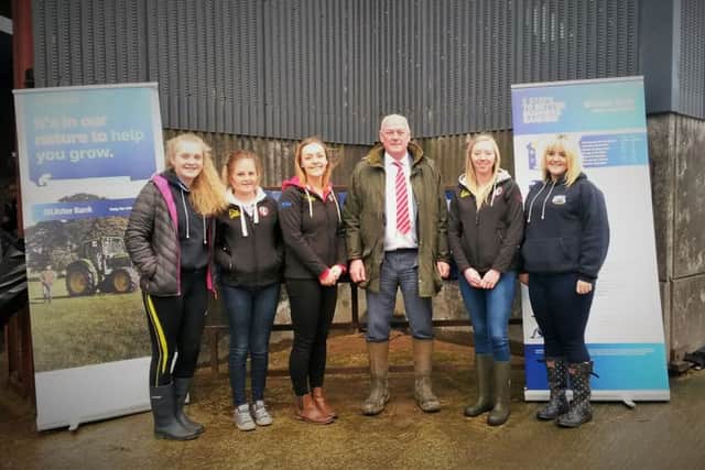 YFCU members from Co Antrim with Ulster Bank's Agri Lending Manager, Michael Stewart at the 2016 Co Antrim Dairy Stock Judging Heats.