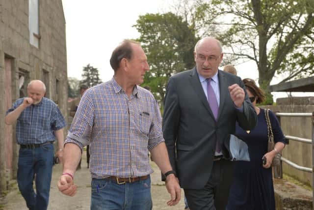 European Commissioner for Agriculture and Rural Development, Commissioner Hogan with Pat McKay's during a visit to his farm in Warrenpoint ealier today.
Photo by Aaron McCracken/Harrisons 07778373486