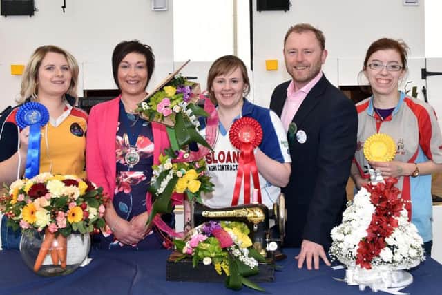Pictured are the 25-30 age category winners in the YFCU Floral Art Competition. From left-right: second place winner, Joy Balance from Moneyrea YFC; YFCU President Roberta Simmons; first place winner, Sarah Thompson from Randalstown YFC; Sean Largey, Commercial Manager from sponsor, Tesco NI and third place winner Bev Henderson from Kesh YFC.