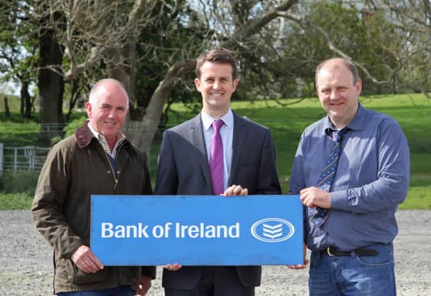 Extending a warm invitation to the NI Simmental Club's annual stockjudging competition on Wednesday 8th June are, from left: host Chris Traynor, Kilmore Herd, Armagh; William Thompson, Bank of Ireland, sponsor; and chairman Matthew Cunning.