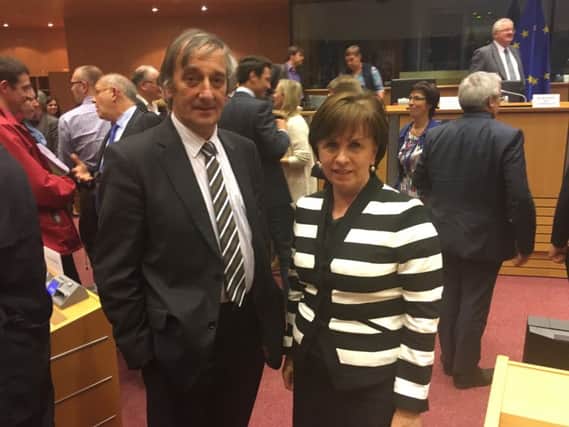 DUP MEP Diane Dodds picture alongside Mansell Raymond, Chairman of the Copa-Cogeca Milk Working Party