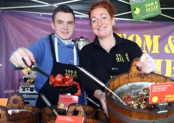 Tracey and Daniel O'Boyle at the Tom & Ollie stand.
