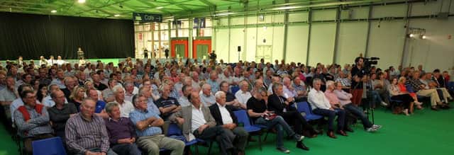 7 June 2016 - A section of the large crowd attending the Ulster Farmers' Union Brexit debate at Balmoral Park. Picture: Cliff Donaldson
