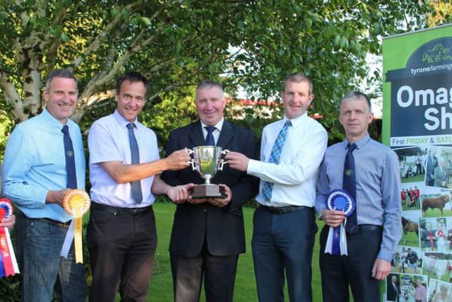 Representing cattle sponsors, Ulster Bank, Cormac McKervey, third left, and Fergus McCrossan, second right, with committe members, David Stewart, Dessie Campbell, Stephen Brown and John Robinson .