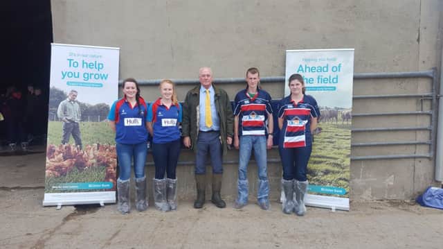 YFCU members from Co Londonderry with Ulster Banks agri lending manager, Michael Stewart, at the 2016 beef and sheep stock judging heats
