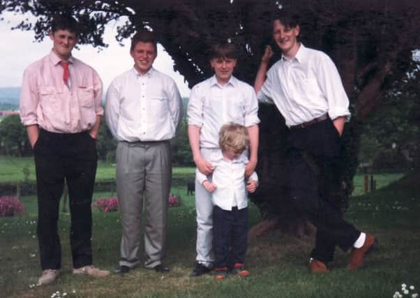 Left to right: Allan with his coulsin Carl Ward and brothers Russell, Gareth and Matthew (front)