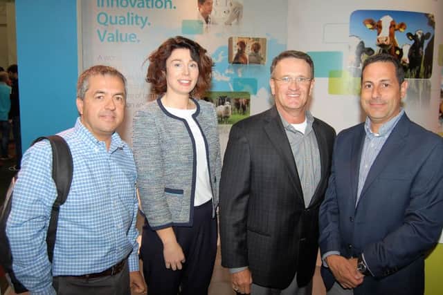 Attending the 2016 World Buiatrics Congress in Dublin: l to r Juan Santiago Velez, veterinarian, Colorado; Maura Langan, veterinarian Norbrook Laboratories; Chip Whitlow, Norbrook USA and Pablo Pinedo, veterinarian Colorado
