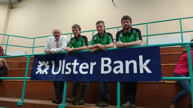 YFCU members from Co Antrim with Ulster Banks agri lending manager, Michael Stewart at the 2016 beef and sheep stock judging heats