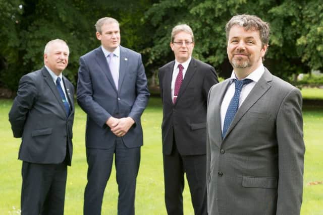 Pictured at the announcement were (l-r): Director of Teagasc Professor Gerry Boyle; Minister Sean Kyne, TD Minister of State for Gaeltacht Affairs and Natural Resources; President of NUI Galway Dr Jim Browne; and Professor Charles Spillane, Head of the Plant and AgriBiosciences Research Centre (PABC) in NUI Galway. Picture: Andrew Downes.