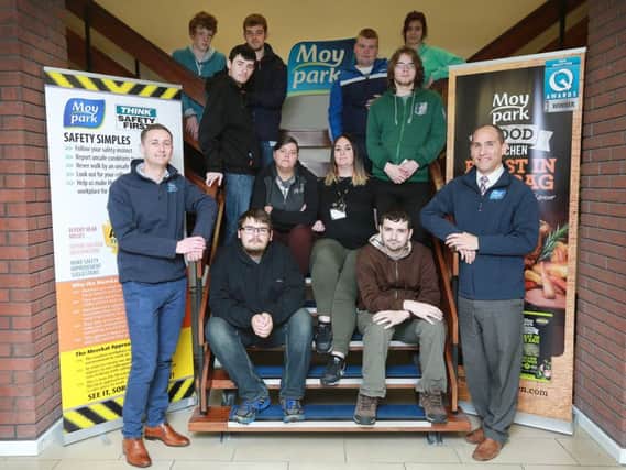 Pictured from The Princes Trust Team Programme are Aaron Mallon, Graeme Finn, Dean Lawrence, James Carson, Jonathan Best, Eoin Murtagh, Patrick Molloy and Lauren Robb with Team leaders Fiona Lynch, Nadine Quigley and Moy Parks Chris Weir and Gary Alcorn.