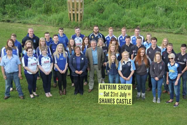 Young farmers from Kells and Connor, Lylehill, Randalstown, Crumlin, and Holestone, get ready for Antrim Show with sponsors Lesley Kirkpatrick, Tesco Extra, Antrim; and Sam Small, Canterbury.  Pictures: Julie Hazelton