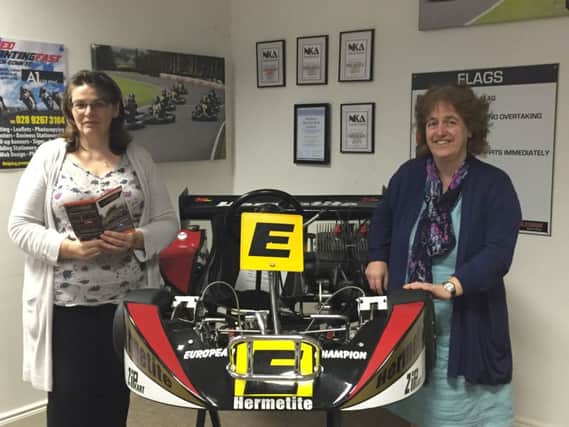 Janice McMaster and Fiona Patterson, group managers, as they plan the karting night.