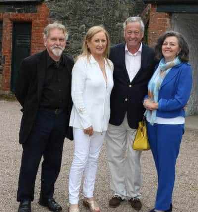 At the launch of the Saintfield Horse Show in Rowallene Gardens in Saintfield were artist Leo casement, show director Joan Cunningham and Noel Chance, with his wife Mary, who was a twice winner at Cheltenham.