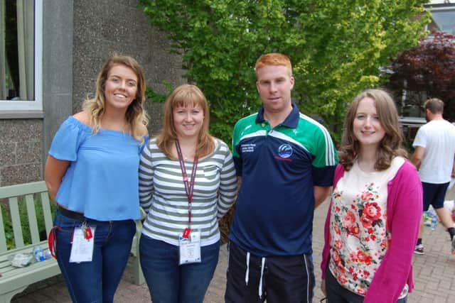 Chatting at the 2016 Rural Youth Europe: European rally: Helen Dempsey, Co Offaly; Eilidh McCulloch, Lanarkshire; Bill Keane, Waterford; and Eilis Ahern, Cork