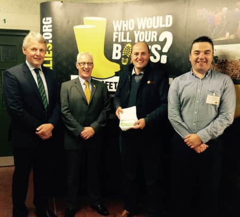 Barclay Bell (UFU President), David Cairns (NFU Mutual Sales Manager), David Oliver (UFU Technical & Membership Officer) and Paddy Keaney (SW Fermanagh Group Manager)