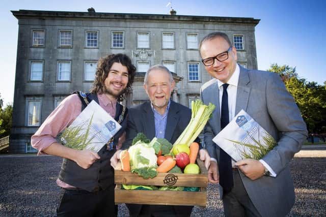 Launching the Food Heartland Export Support Programme,Â funded by Armagh City, Banbridge and Craigavon Borough Council, which aims to help small food and drink producers to export sales and link to new customers in GB and ROI markets were, from left, Lord Mayor of Armagh City, Banbridge and Craigavon BoroughÂ Councillor Garath Keating, local food ambassador and businessman Brian Irwin from Irwins Bakery and Chief Executive for Armagh City, Banbridge and Craigavon Borough Council, Roger Wilson.