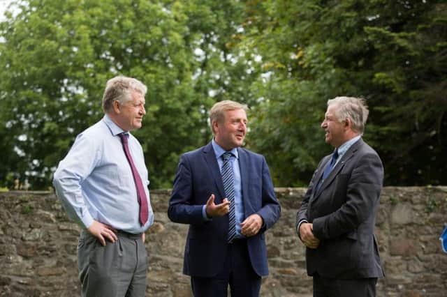 Conor Ryan, CEO Arrabawn Co-Op, Irish Minister for Agriculture, Food and the Marine Mr Michael Creed TD and Professor Gerry Boyle, director of Teagasc. Picture: Sean Curtin/True Media