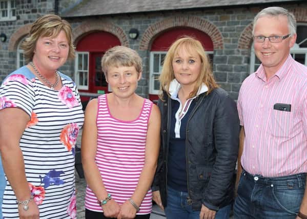 DAERA Minister Michelle McIlveen chats with John and Elizabeth Egerton from Fermanagh who participated in Bank of Ireland Open Farm Weekend 2016, also looking on is Joy Rollston, Chair of UFU Rural Affairs committee