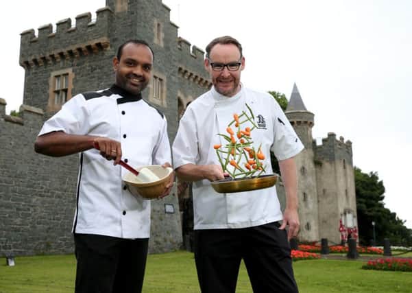 A 'sweet' gig for local chefs: Chefs Roy Abraham, The Smuggler'"s Table, Killyleagh and Danny Millar, The Poacher's Pocket, Lisbane, team up to announce the chocolate-packed line-up for the 2016 Finnebrogue Artisan Hans Sloane Chocolate & Fine Food Festival.