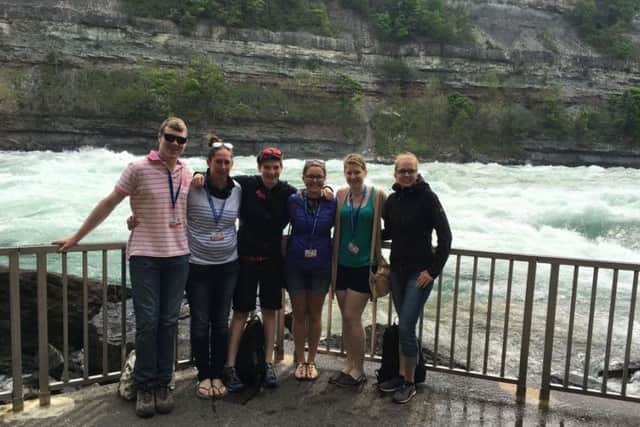 Hannah Kirkpatrick from Kilraughts YFC and the other international delegates at Niagara Falls
