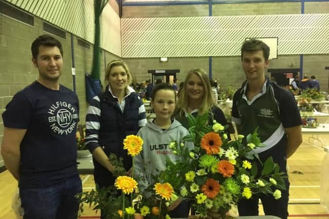 Jonathan Sleator, Jane Cowan, Scott Boyd, Ellen Woods and Andrew Sleator pictured at the Co Down Floral Art Competition
