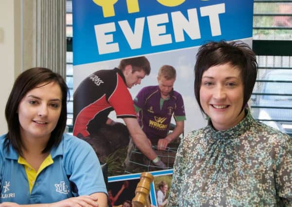 YFCU Events Co-Ordinator Corrina Fleming is pictured with YFCU President Roberta Simmons to discuss the Group Debating Competition.