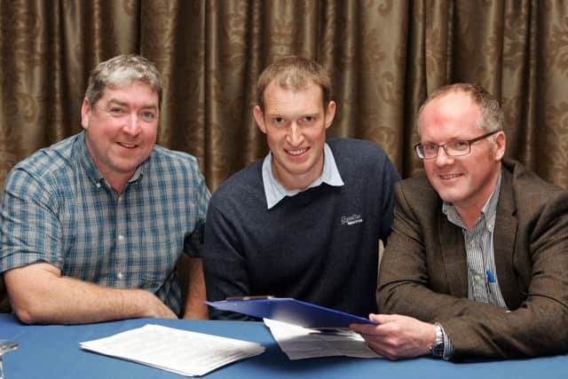 Dairylink Ireland Programme Adviser, Conail Keown (left) guest speaker at Fermanagh Grassland Club, with club Chairman, Robert Graham (centre) and William Johnston, Secretary.