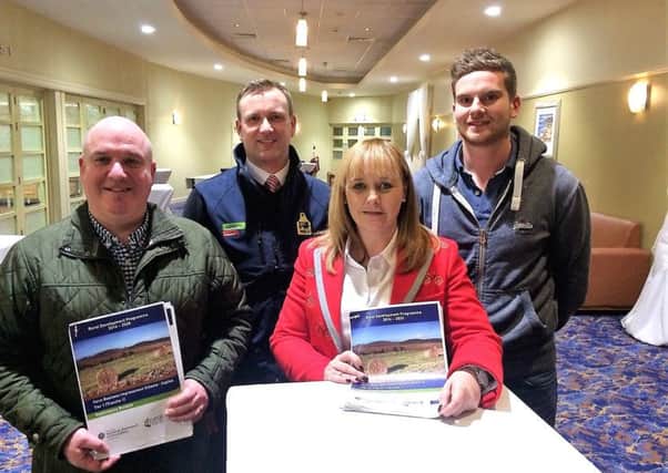 Attending the Armagh Farm Business Improvement Scheme Roadshow: Richard Whiteside Moore Concrete, Andrew Kerr, Countryside Services, Farm Minister Michelle McIlveen and Tom Quinn, Edendork, Co Tyrone