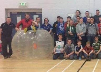 Members of City of Derry YFC who had a rolling time with Bubble Ball NI