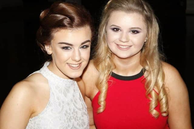 Becky Ewing and Jodie Brown from Seskinore YFC enjoying the county dinner
