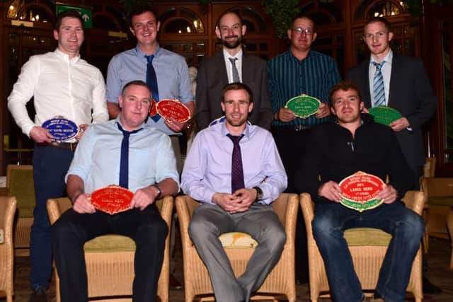 Prize winners in the commercial herds section of the NI Limousin Club are pictured following the dinner dance held in the Tullyglass Hotel, Ballymena.