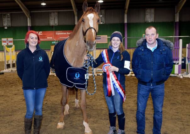 Pictured at the winner's presentation are Chloe Hoyle (Blue Grass), winning horse Brendan McSorley's Unnamed by Beach Ball out of Iona Beach by Classic Vision with Megan McGrory and Ger ONeil, judge.