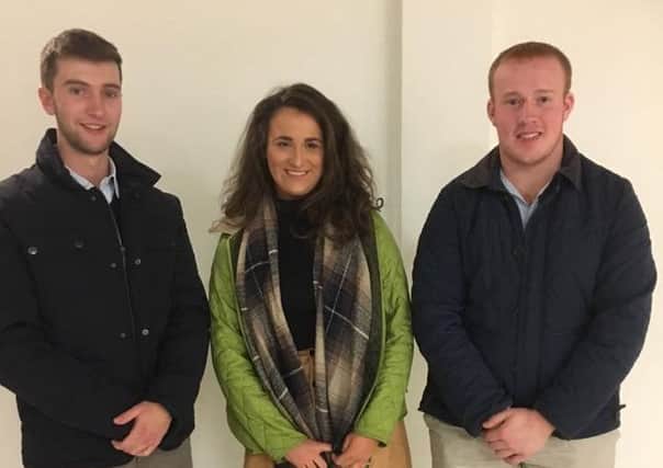 Andrew Sleator, Rachel Nelson and Timothy Savage who competed in the Northern Ireland group debating finals
