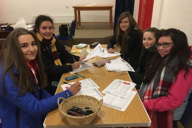 Junior girls taking part in the Ulster Young Farmer competition